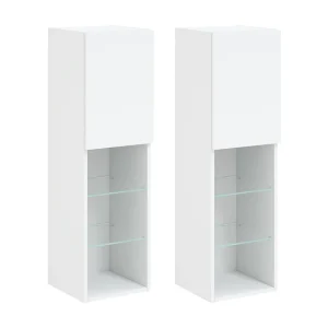 Almar Tv-meubels met LED-verlichting 2 st 30,5x30x102 cm wit Almar Tv-meubels met LED-verlichting 2 st 30,5x30x102 cm wit
