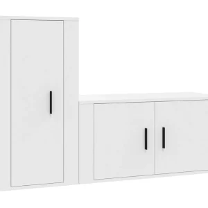 Adam 2-delige Tv-meubelset bewerkt hout wit Adam 2-delige Tv-meubelset bewerkt hout wit