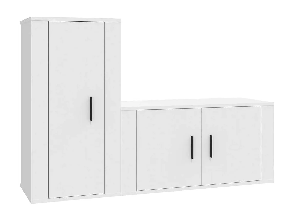 Adam 2-delige Tv-meubelset bewerkt hout wit