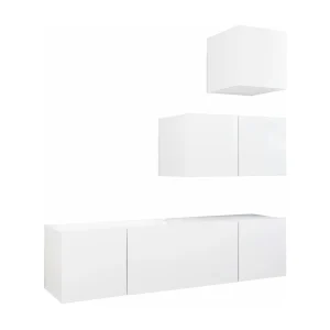 Antelope 4-delige Tv-meubelset bewerkt hout wit Antelope 4-delige Tv-meubelset bewerkt hout wit
