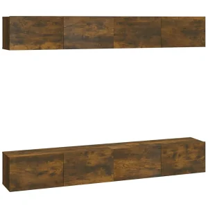 Assumption Tv-wandmeubels 4 st 100x30x30 cm gerookt eiken Assumption Tv-wandmeubels 4 st 100x30x30 cm gerookt eiken