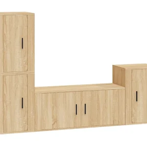 Albert-Etienne 4-delige Tv-meubelset bewerkt hout sonoma eikenkleurig Albert-Etienne 4-delige Tv-meubelset bewerkt hout sonoma eikenkleurig