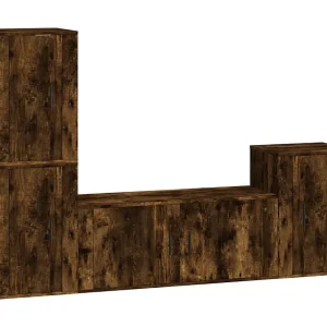 Albert-Etienne 4-delige Tv-meubelset bewerkt hout gerookt eikenkleurig Albert-Etienne 4-delige Tv-meubelset bewerkt hout gerookt eikenkleurig
