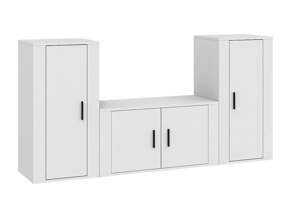 Agnetha 3-delige Tv-meubelset bewerkt hout wit