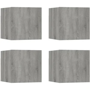 Ahakista Tv-wandmeubelen 4 st 30,5x30x30 cm grijs sonoma eikenkleurig Ahakista Tv-wandmeubelen 4 st 30,5x30x30 cm grijs sonoma eikenkleurig