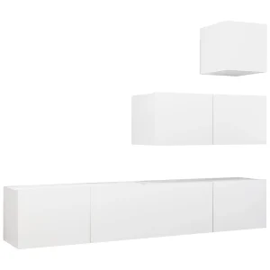 Antelope 4-delige Tv-meubelset bewerkt hout wit Antelope 4-delige Tv-meubelset bewerkt hout wit