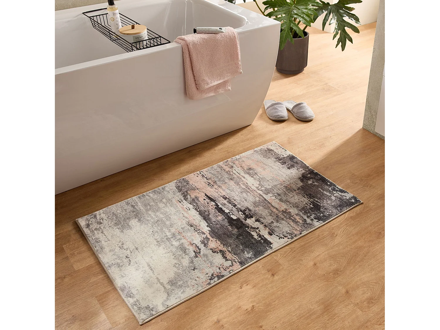 Badmat bedrukt met zachte pool 70x120 cm roze multi Ariella