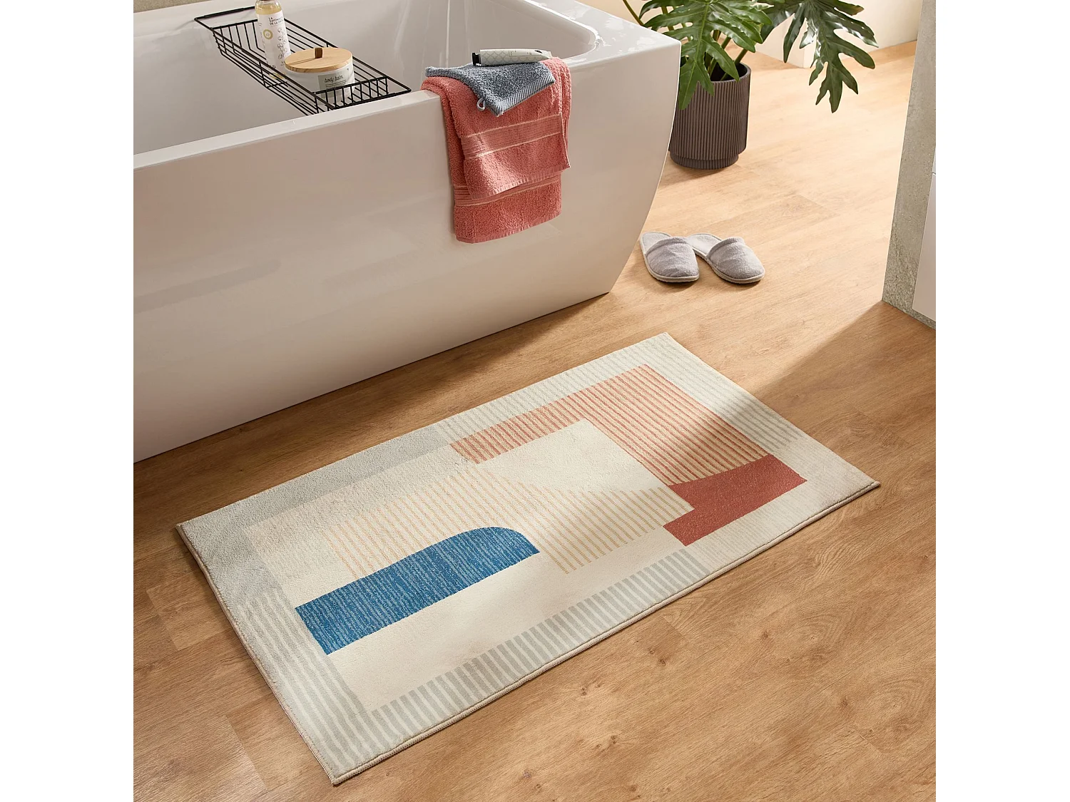 Badmat bedrukt met zachte pool 70x120 cm grijs multi Ariella
