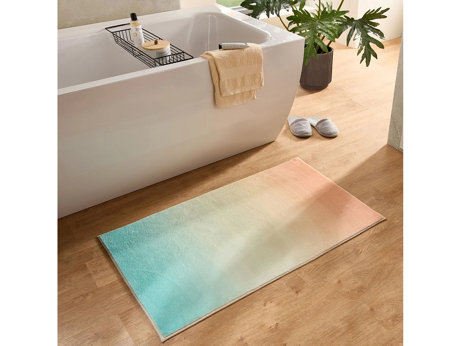 Badmat bedrukt met zachte pool 50x60 cm multi pastell Ariella