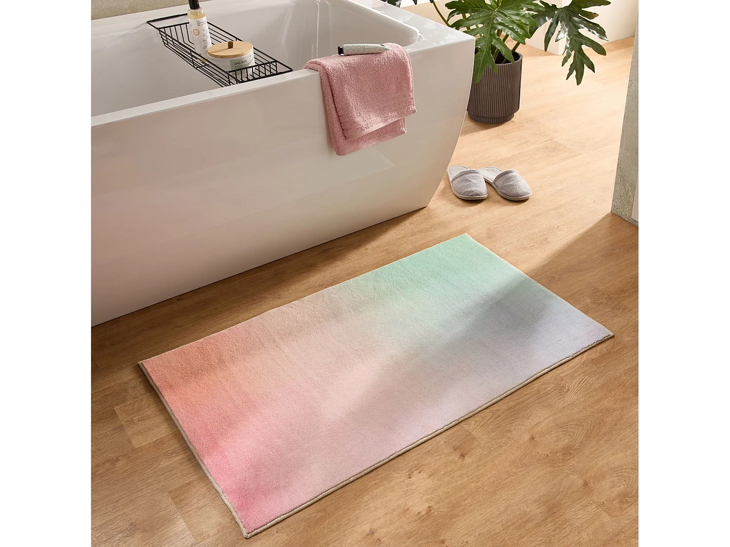 Badmat bedrukt met zachte pool 60x100 cm multi pastell Ariella
