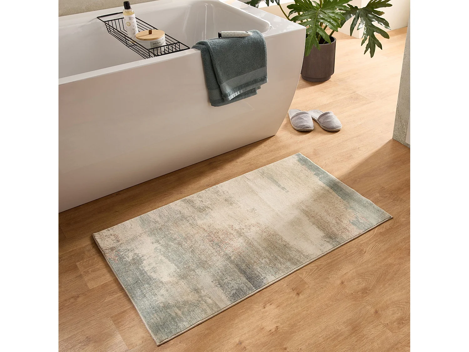 Badmat bedrukt met zachte pool 60x100 cm beige multi Ariella