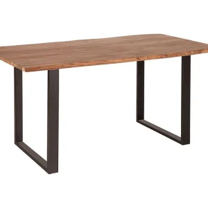 ARKAYA tafel 160 cm Gelakt wild acaciahouten blad Zwarte metalen U-poten Industriële stijl ARKAYA tafel 160 cm Gelakt wild acaciahouten blad Zwarte metalen U-poten Industriële stijl