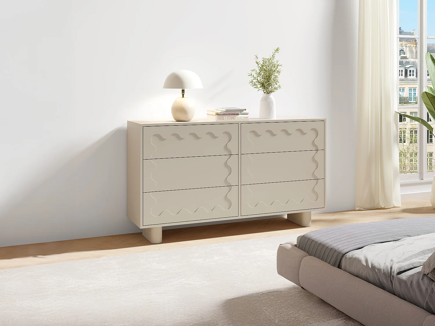 Ladenkast met 6 laden mdf in beige - ANEZA