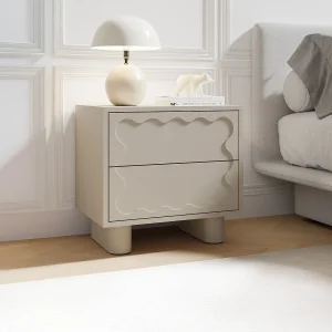 Nachtkastje set van 2 met 2 lades van mdf beige – ANEZA