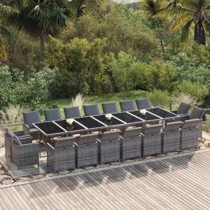 19-delige Tuinset met kussens poly rattan grijs 19-delige Tuinset met kussens poly rattan grijs