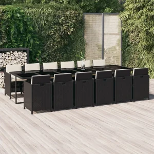 13-delige Tuinset met kussens poly rattan zwart 13-delige Tuinset met kussens poly rattan zwart