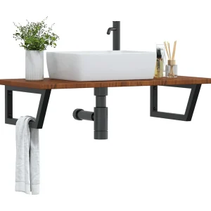 Badkamer wandschap staal en massief eikenhout Badkamer wandschap staal en massief eikenhout