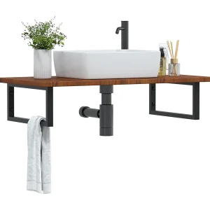 Badkamer wandschap staal en massief eikenhout Badkamer wandschap staal en massief eikenhout