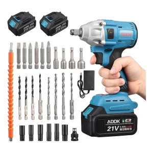 21V 3.0Ah snoerloze slagmoersleutel – borstelloze motor – doos met 25 accessoires – blauw