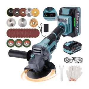 125mm snoerloze haakse slijper – 2 x 21V 4.0Ah accu's – 9000 tpm borstelloze motor – 6 instelbare niveaus