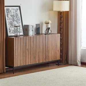3-deurs dressoir – Donker geaderd eikenhout – Voor woonkamer, eetkamer – 150 x 40 x 80 cm 3-deurs dressoir – Donker geaderd eikenhout – Voor woonkamer, eetkamer – 150 x 40 x 80 cm
