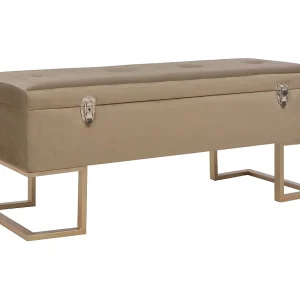 Bankje met opbergvak 105 cm fluweel beige Bankje met opbergvak 105 cm fluweel beige