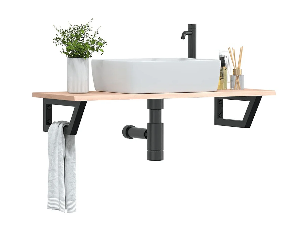 Badkamer wandschap staal en massief eikenhout