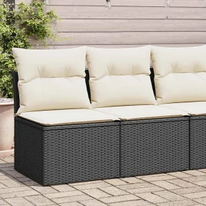 2-delige Loungeset met kussens poly rattan acacia zwart 2-delige Loungeset met kussens poly rattan acacia zwart