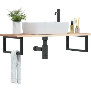Badkamer wandschap staal en massief eikenhout Badkamer wandschap staal en massief eikenhout