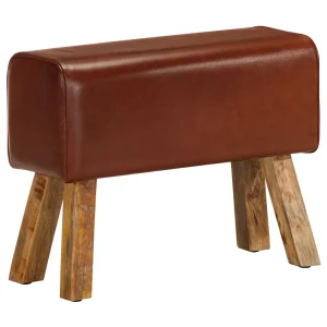 Bankje turnbok 58 cm echt leer en massief mangohout bruin Bankje turnbok 58 cm echt leer en massief mangohout bruin