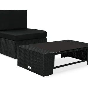 2-delige Loungeset poly rattan zwart 2-delige Loungeset poly rattan zwart
