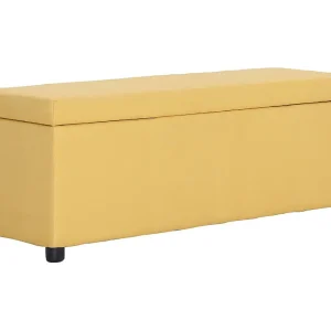 Bankje met opbergvak 116 cm polyester geel Bankje met opbergvak 116 cm polyester geel