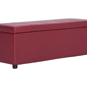Bankje met opbergvak 116 cm kunstleer wijnrood Bankje met opbergvak 116 cm kunstleer wijnrood