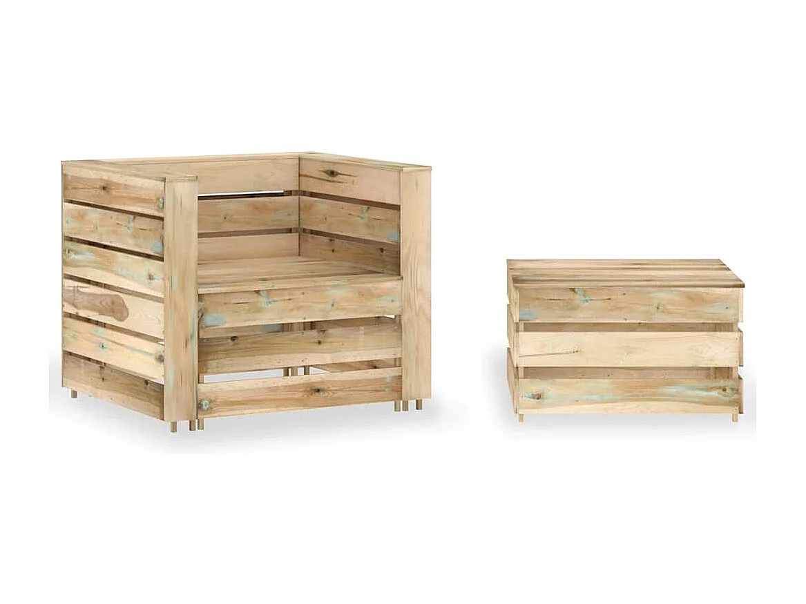 2-delige Loungeset pallet geïmpregneerd grenenhout