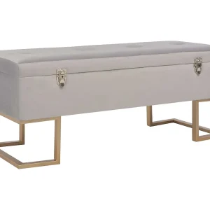Bankje met opbergvak 105 cm fluweel grijs Bankje met opbergvak 105 cm fluweel grijs