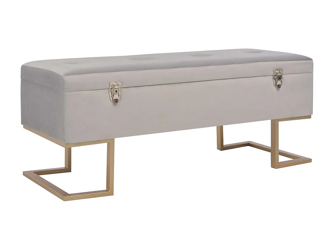 Bankje met opbergvak 105 cm fluweel grijs