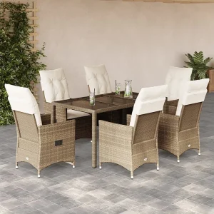 7-delige Tuinset met kussens poly rattan beige 7-delige Tuinset met kussens poly rattan beige
