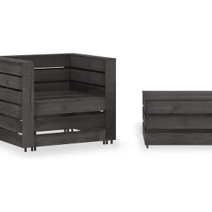 2-delige Loungeset pallet geïmpregneerd grenenhout grijs 2-delige Loungeset pallet geïmpregneerd grenenhout grijs