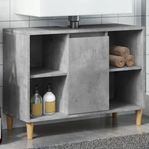 Badkamerkast 80x33x60 cm bewerkt hout betongrijs Badkamerkast 80x33x60 cm bewerkt hout betongrijs