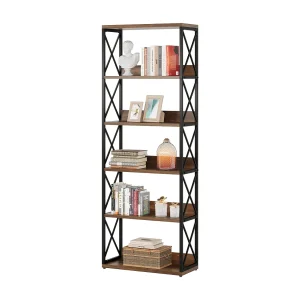 5-laags industriële boekenkast, 177,5 cm hoge etagère boekenkast met open planken 5-laags industriële boekenkast, 177,5 cm hoge etagère boekenkast met open planken
