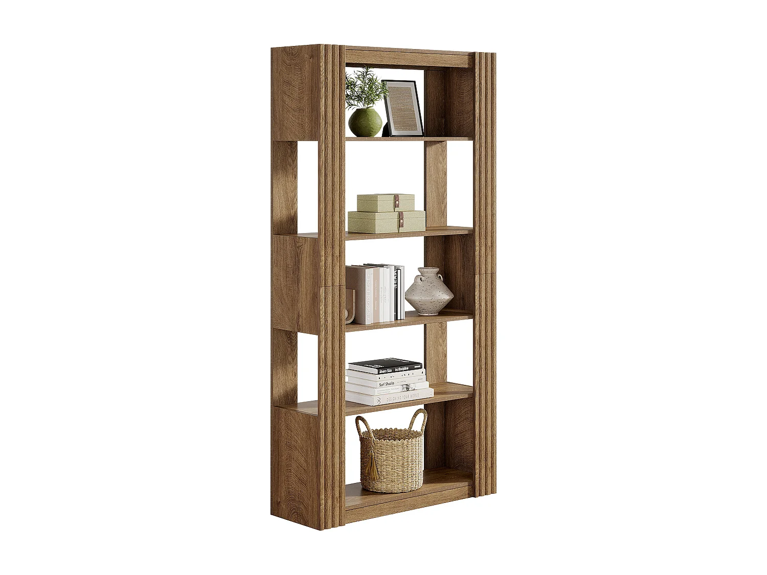 5-laags open boekenplank en boekenkast, 180 cm hoge boekenplank, staande display-opslagplanken