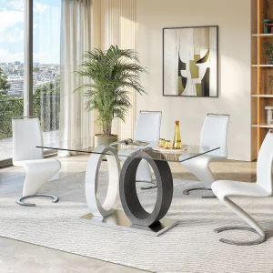 Set van 6 stoelen TWIZY – Wit kunstleer Set van 6 stoelen TWIZY – Wit kunstleer