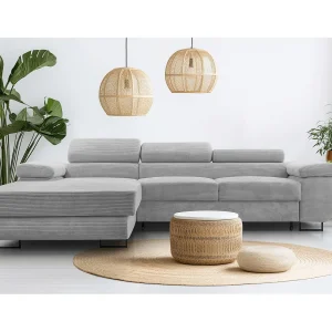 AX LIVING Arborio lichtgrijze hoekbank – 280 cm met slaapfunctie L AX LIVING Arborio lichtgrijze hoekbank – 280 cm met slaapfunctie L