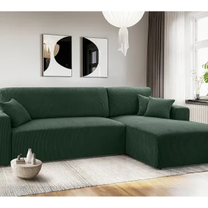 AX LIVING Catea donkergroene hoekbank met slaapfunctie 279 cm R AX LIVING Catea donkergroene hoekbank met slaapfunctie 279 cm R