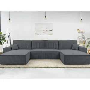 AX LIVING Cedria grijze hoekbank U vorm – 389 cm met slaapfunctie