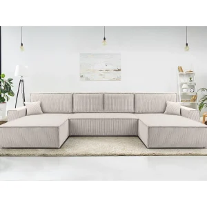 AX LIVING Cedria witte hoekbank U vorm – 389 cm met slaapfunctie AX LIVING Cedria witte hoekbank U vorm – 389 cm met slaapfunctie