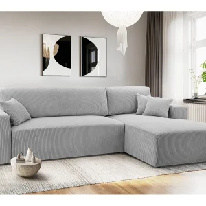 AX LIVING Catea lichtgrijze hoekbank met slaapfunctie – 279 cm R