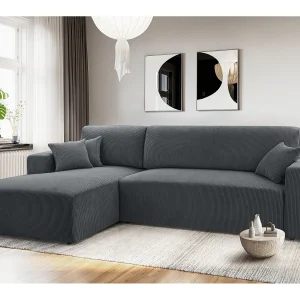 AX LIVING Catea grijze hoekbank met slaapfunctie – 279 cm L