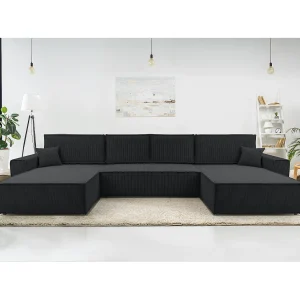 AX LIVING Cedria donkergrijze hoekbank U vorm 389 cm met slaapfunctie