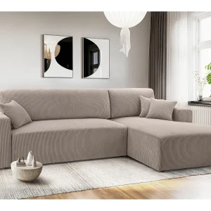 AX LIVING Catea beige hoekbank met slaapfunctie 279 cm opbergruimte R AX LIVING Catea beige hoekbank met slaapfunctie 279 cm opbergruimte R